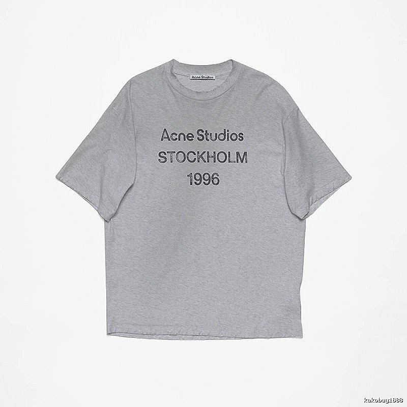 Acne Studios 2090-80 Gray Style Ac908026 Stockholm Logo T-Shirt Streetwear Look