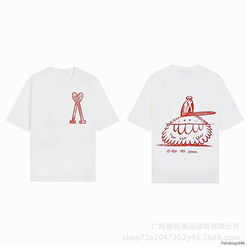 AMI cartoon printed white T-shirt