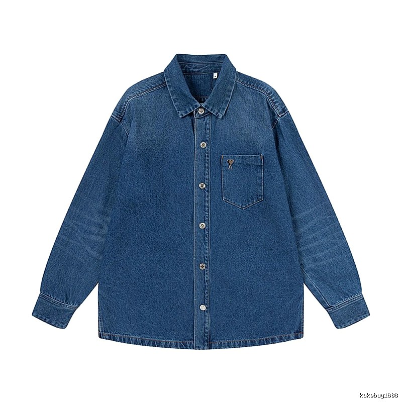 AMI casual style denim blue shirt