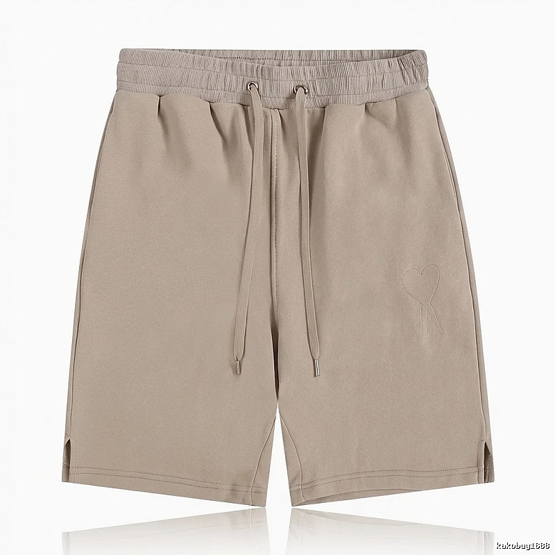 AMI Embroidered Trendy Brand Khaki Shorts
