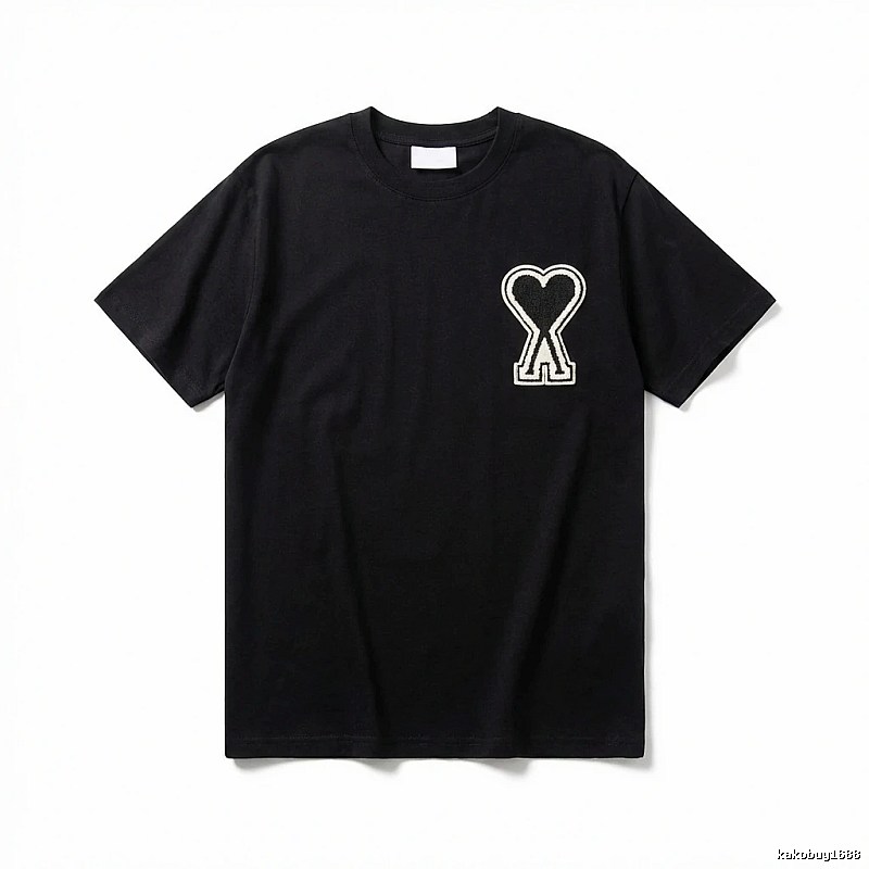 AMI Heart-shaped Pattern Black T-shirt