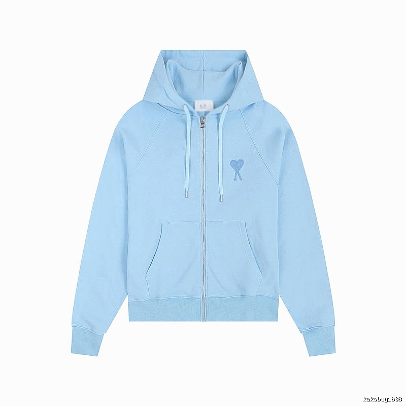 AMI Love Embroidery Light Blue Hoodie