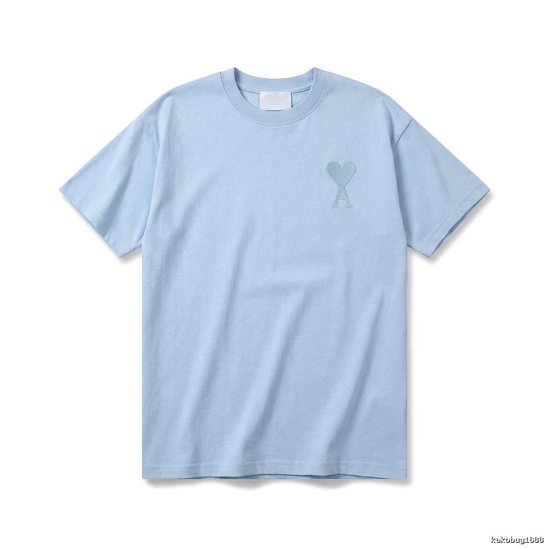 AMI Love Heart Pattern Light Blue T-shirt