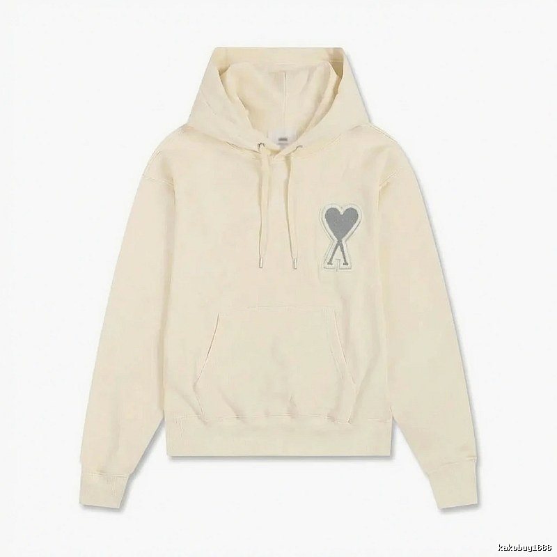 AMI Love Minimalist Style Beige Hoodie