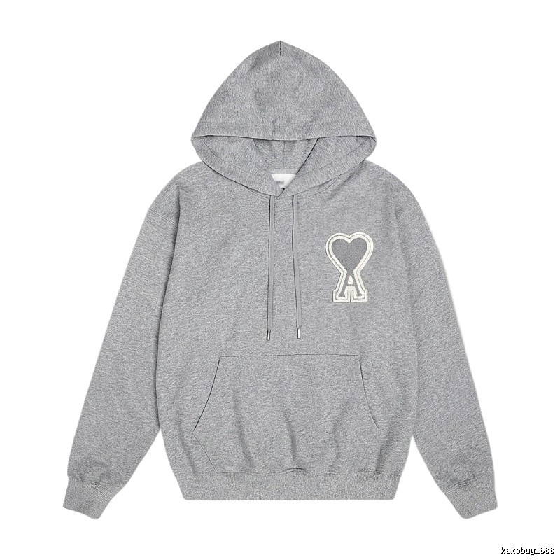 AMI Love Minimalist Style Grey Hoodie