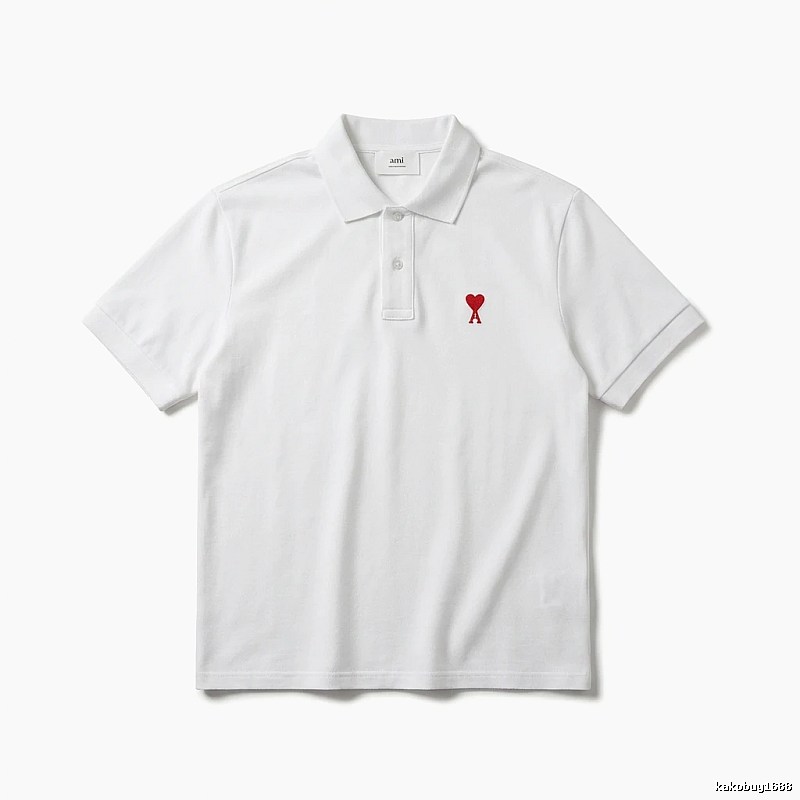 AMI Love Simple White Polo Shirt