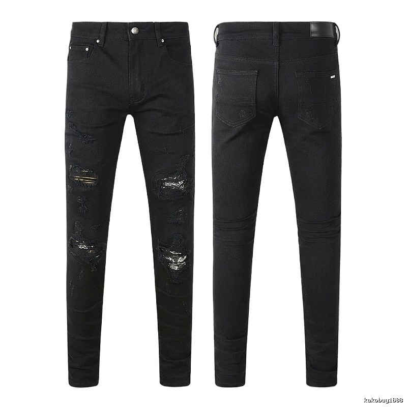 AMI Ripped Trendy Cool Black Jeans