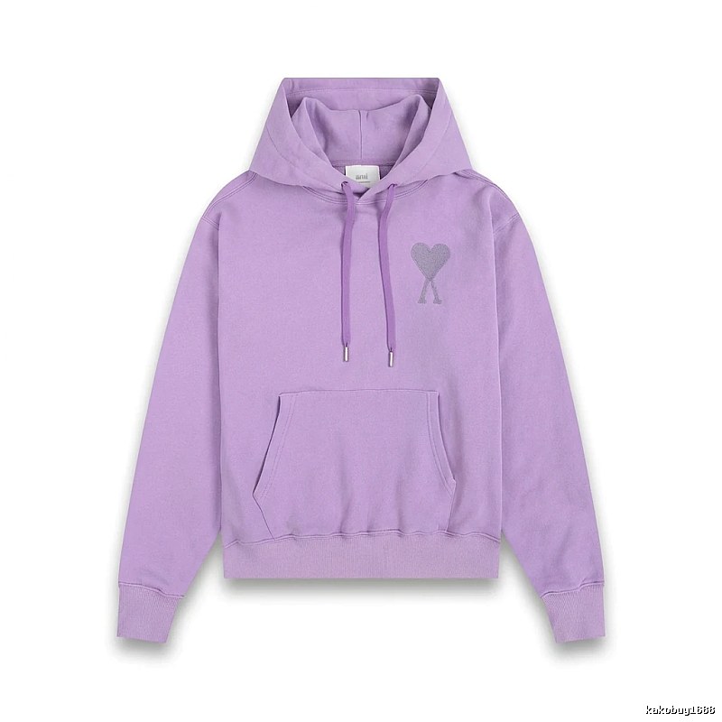 AMI series minimalist style purple hoodie