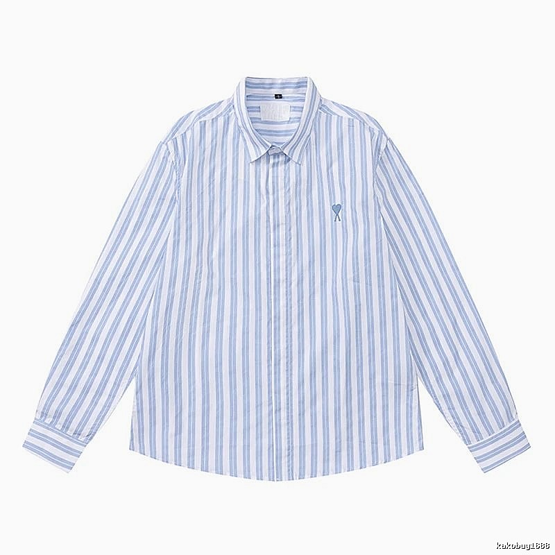 AMI Stripe Simple Blue Shirt