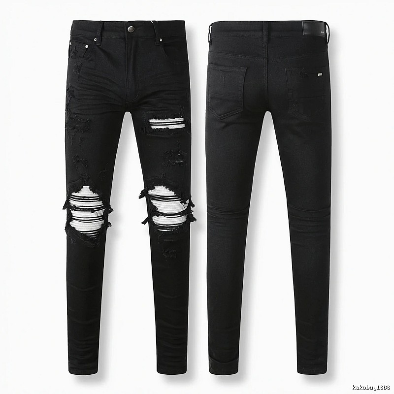 AMI trendy brand black jeans with holes