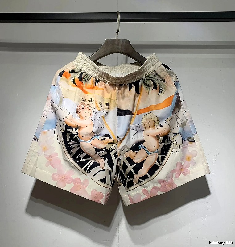 AMIRI Angel Print Vacation Style Beige Shorts