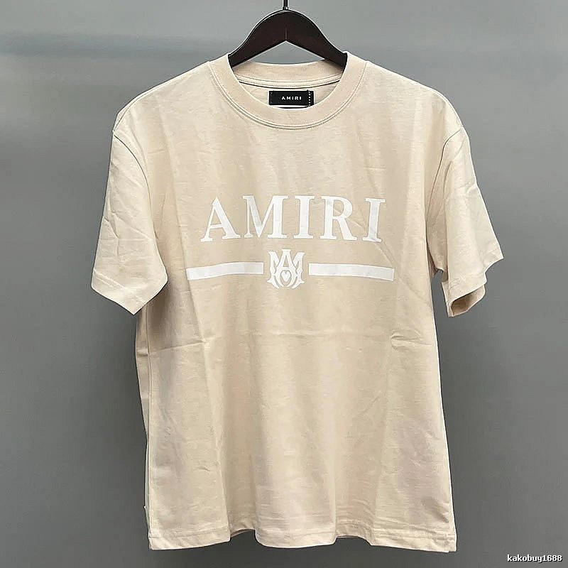 Amiri Beige White Records Graphic T-Shirt Relaxed Styling
