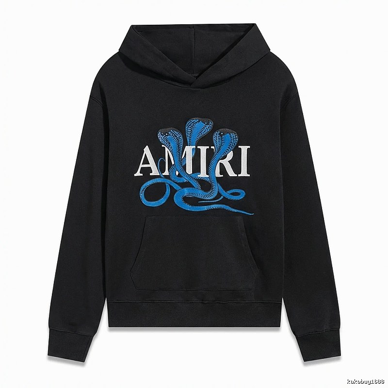 AMIRI black hoodie with snake - pattern printing