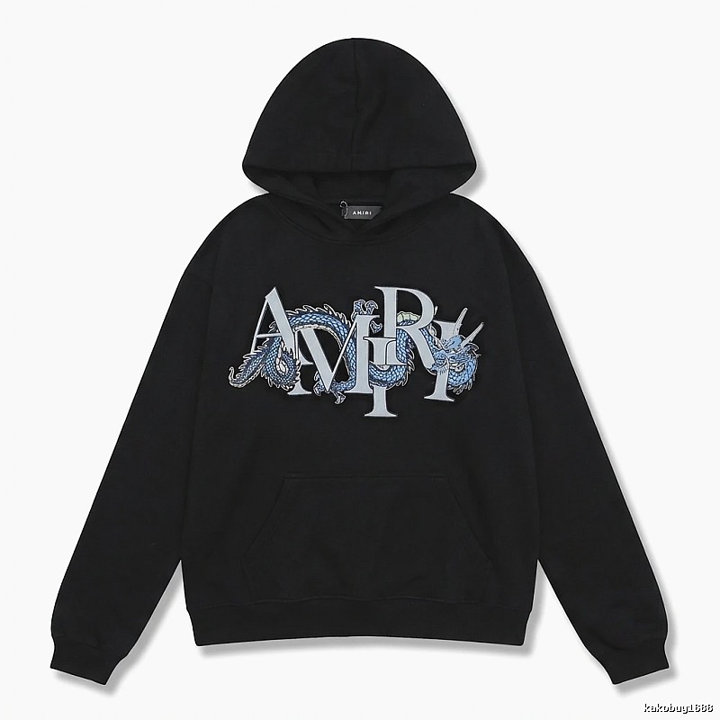 AMIRI Dragon-Patterned Trendy and Cool Black Sweatshirt