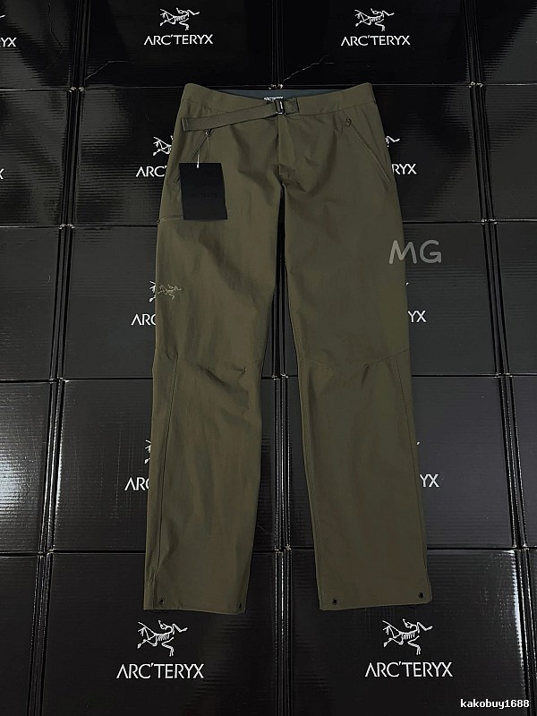 Arc'teryx Olive Technical Straight Pants with clean outdoor profile and subtle performance logo