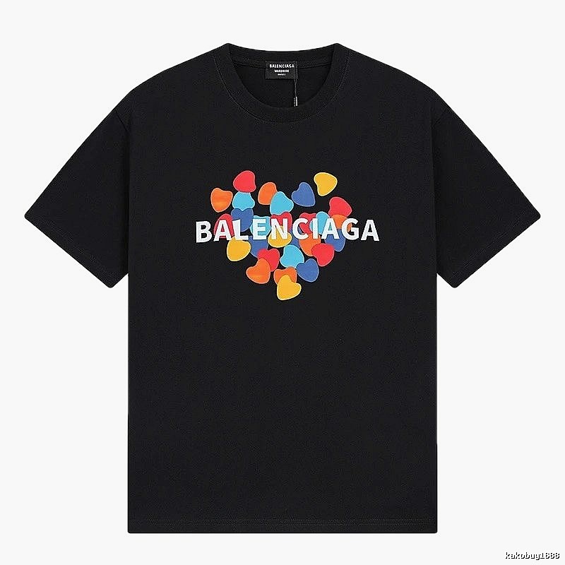 Balenciaga black T-shirt with a heart print.