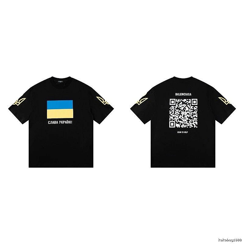 Balenciaga Charity Print Trendy Style Black Short-sleeve T-Shirt