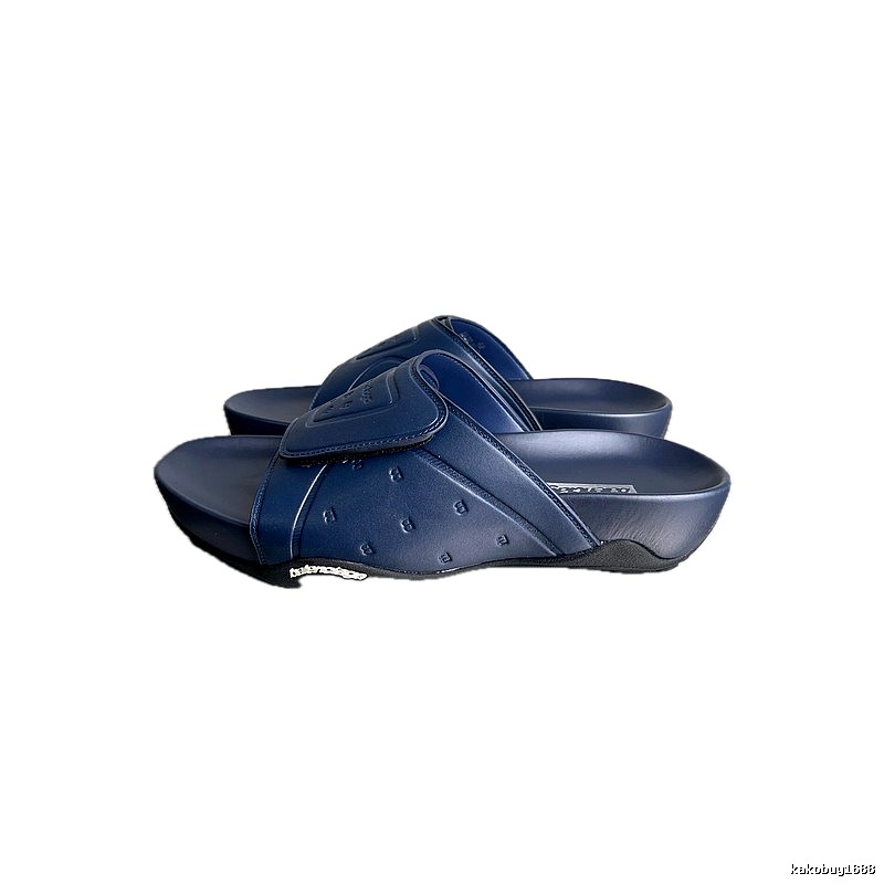 Balenciaga Classic Embossed Trendy Cool Style Navy Blue Slippers