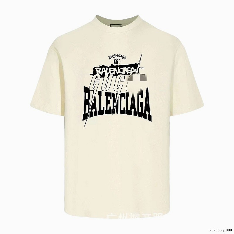 Balenciaga Co-branded Printed Street-style Off-white T-shirt