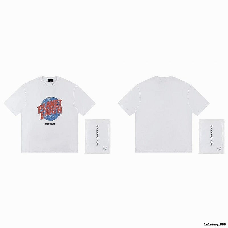 Balenciaga Distressed-style Earth Print White T-Shirt
