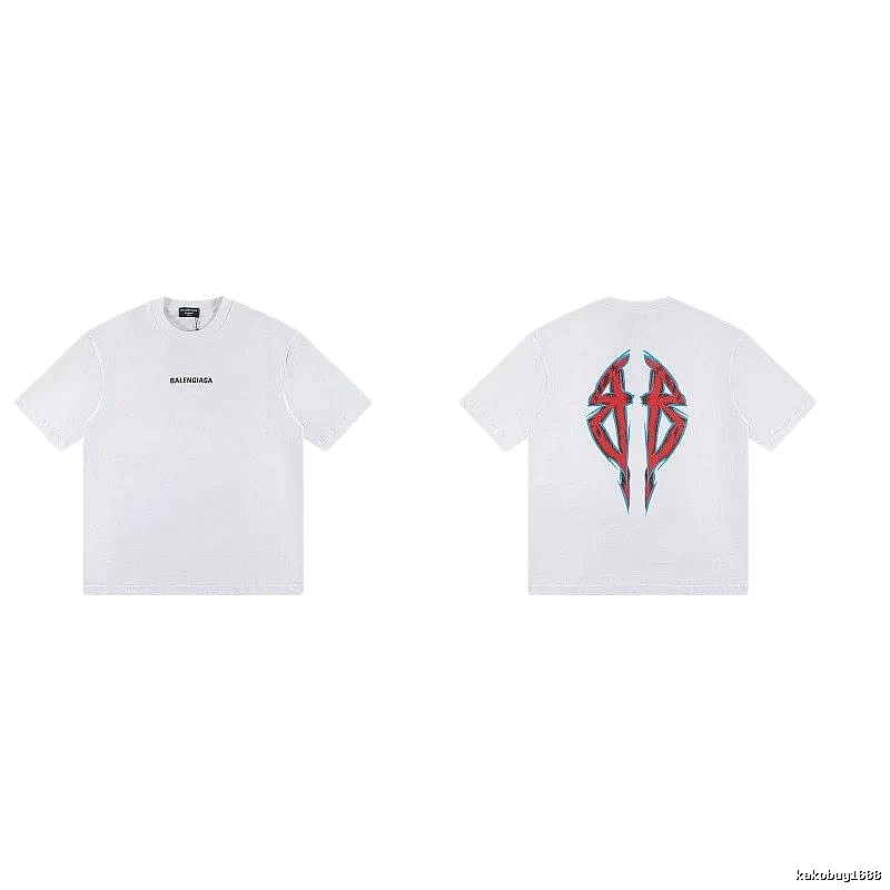 Balenciaga Double B Graffiti Street Style White T-Shirt