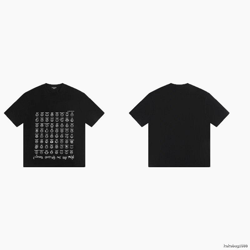 Balenciaga Emoji Printed Street Style Black T-Shirt
