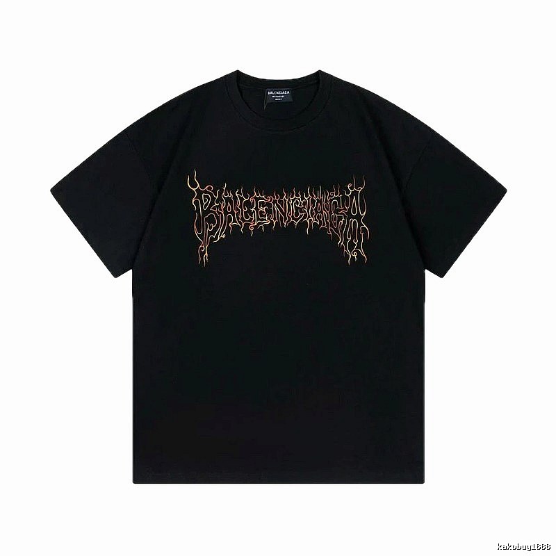 Balenciaga Flame Gothic Style Black T-shirt