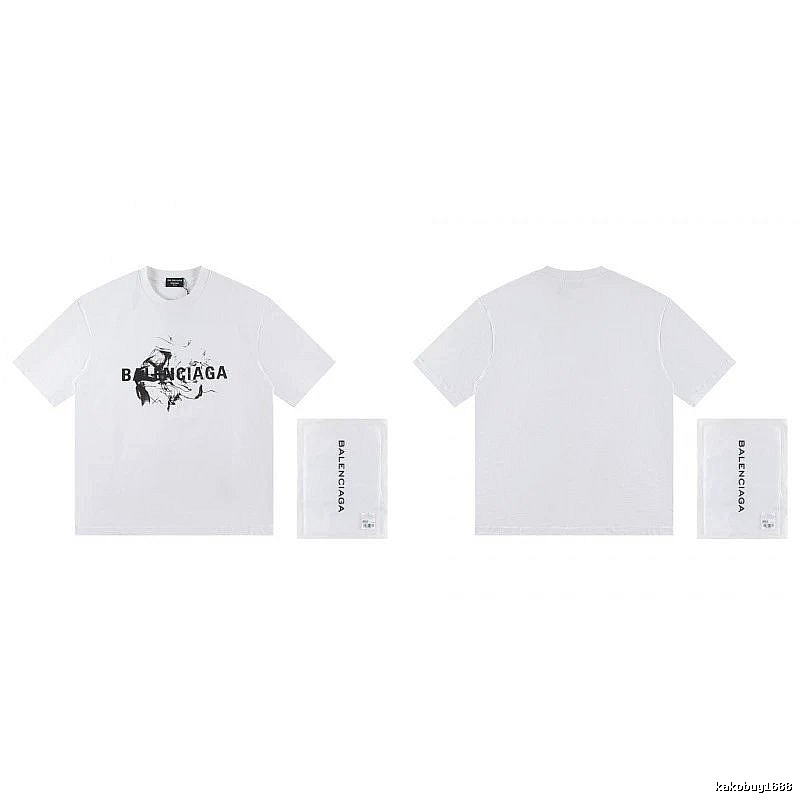 Balenciaga Graffiti Print Street Style White T-Shirt