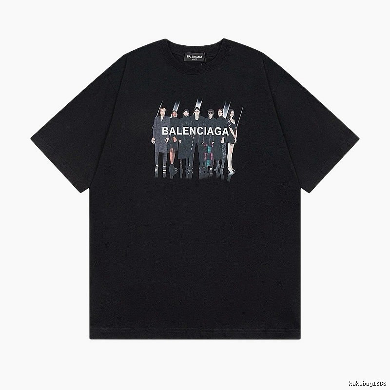 Balenciaga Portrait Print Trendy Black T-Shirt