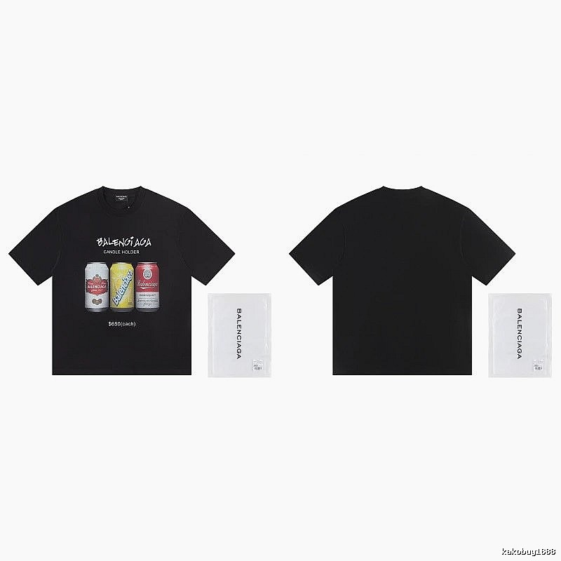 Balenciaga Street Style Black T-shirt with Coca-Cola Print