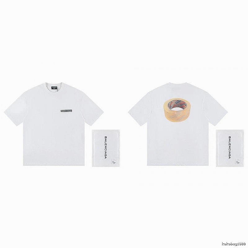 Balenciaga Tape Print Streetwear White T-Shirt