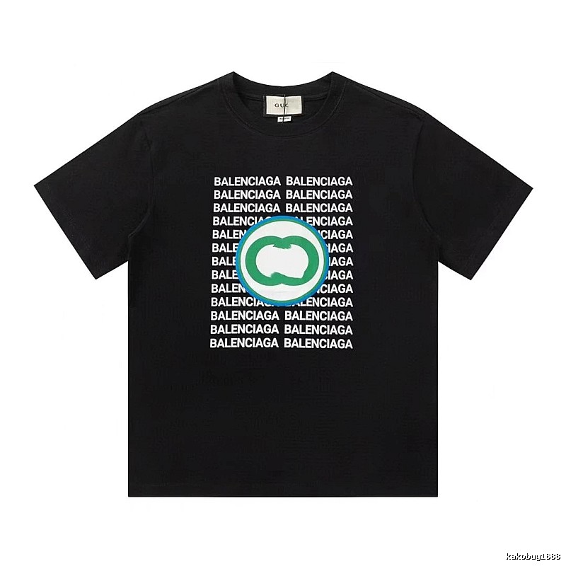 Balenciaga Trendy All-over Print Black Short-sleeve T-shirt