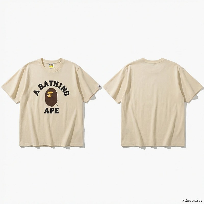 Bape Ape Head Minimalist Style Beige T-shirt