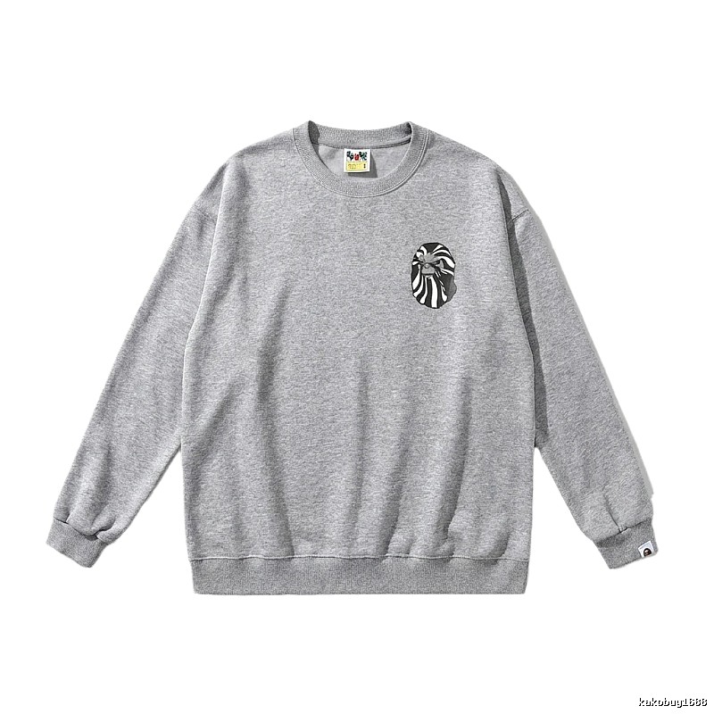 Bape Ape Head Minimalist Style Grey Sweatshirt
