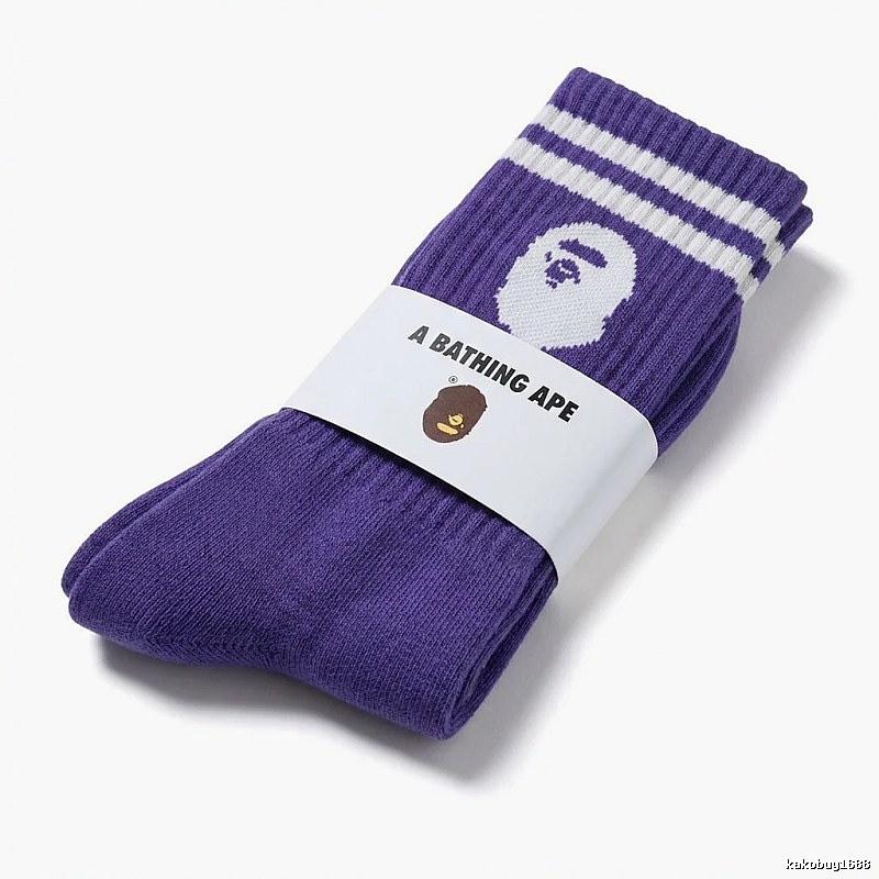 Bape Ape Head Trendy and Cool Purple Socks