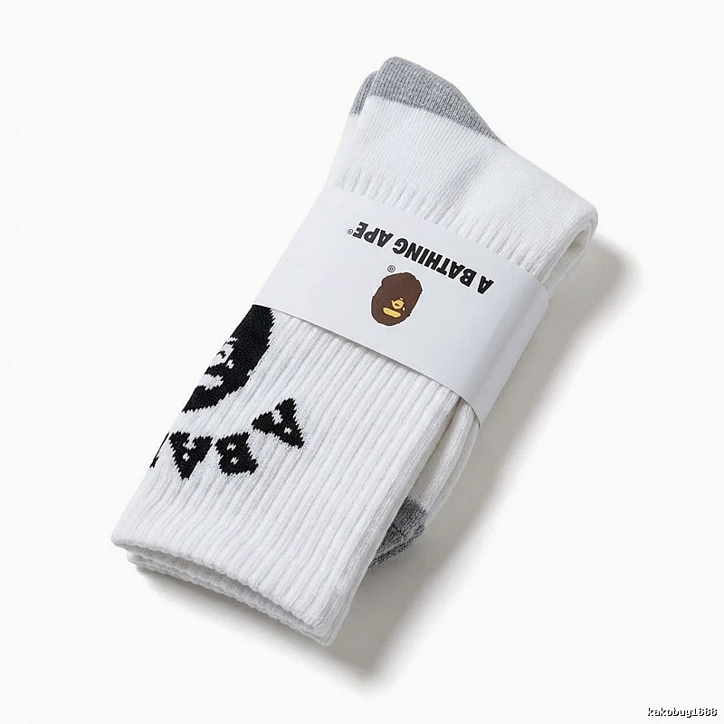 Bape Ape Man trendy brand white socks