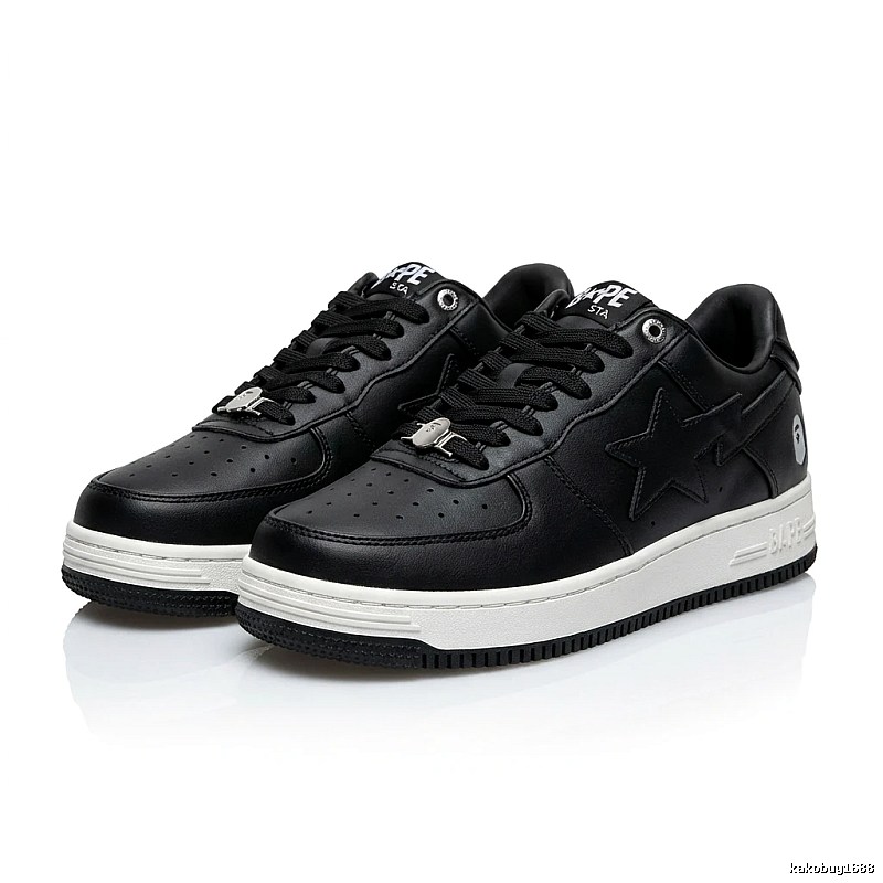 Bape black and white trendy sneakers.
