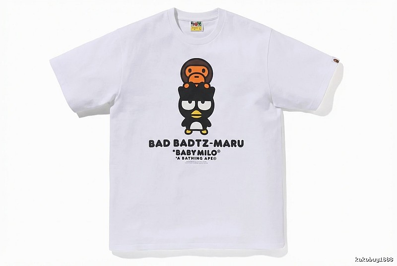 Bape cartoon - printed white T - shirt