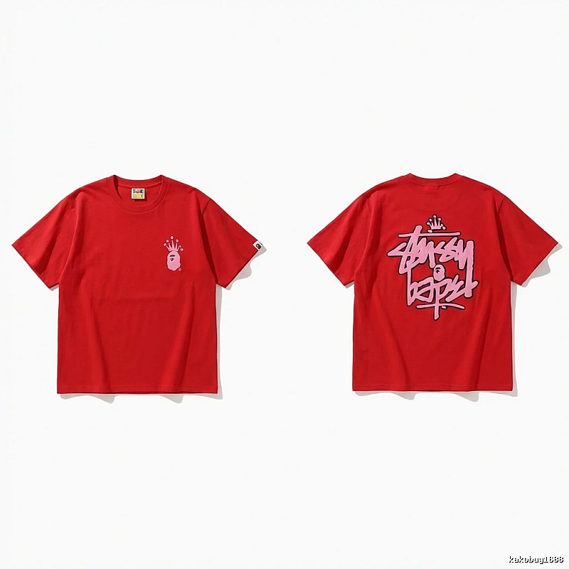 Bape Crown Series Red Trendy T-shirt