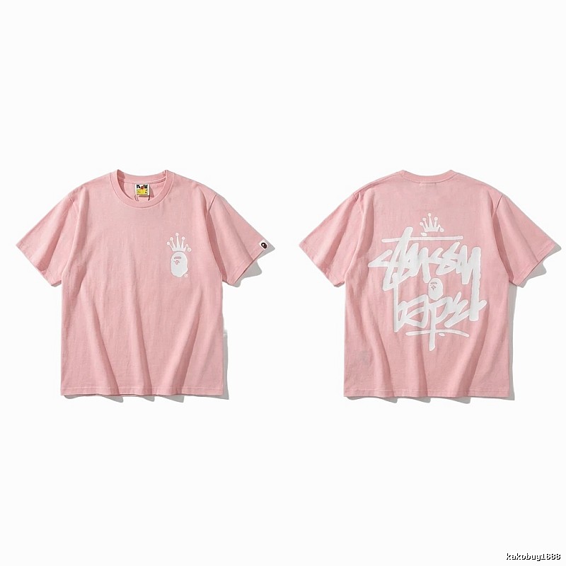 Bape Crown Trendy Pink Short Sleeve