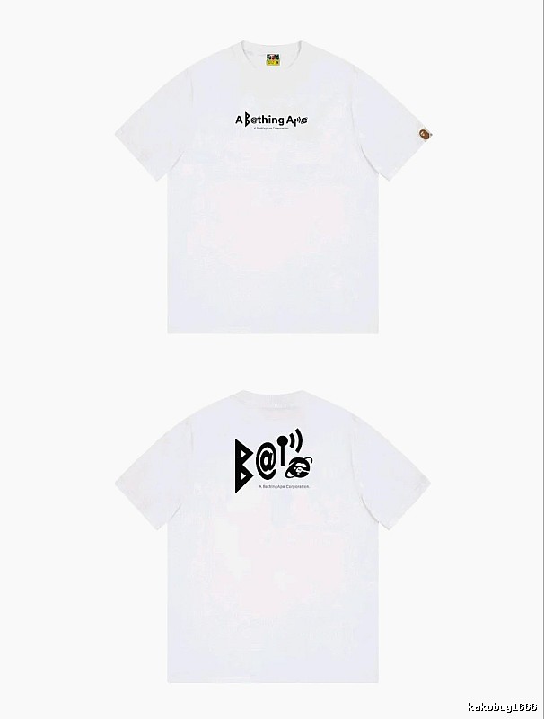Bape letter print simple white T-shirt