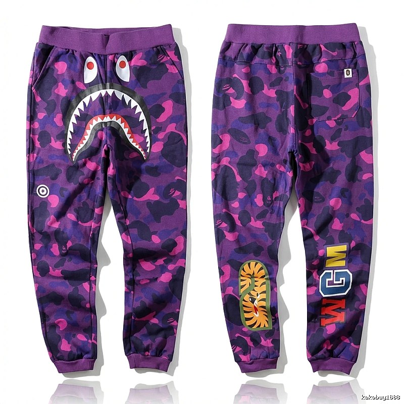 Bape Shark Camouflage Style Purple Pants