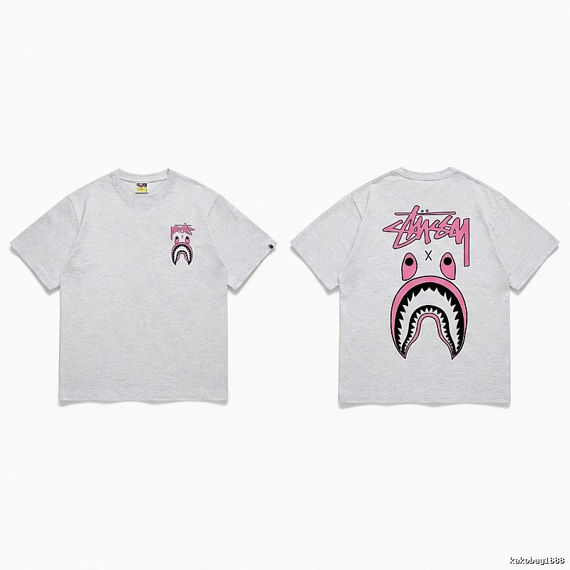 Bape Shark Co-branded Light Grey T-shirt