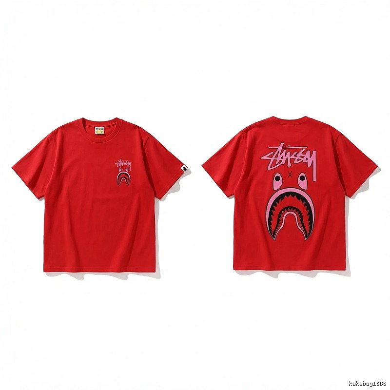 Bape Shark Series Red Trendy T - shirt.