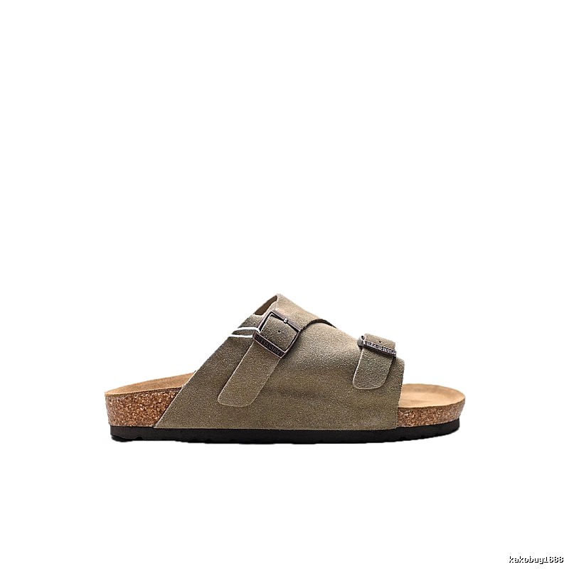 BIRKENSTOCK Cork Vintage Style Khaki Slide Sandals