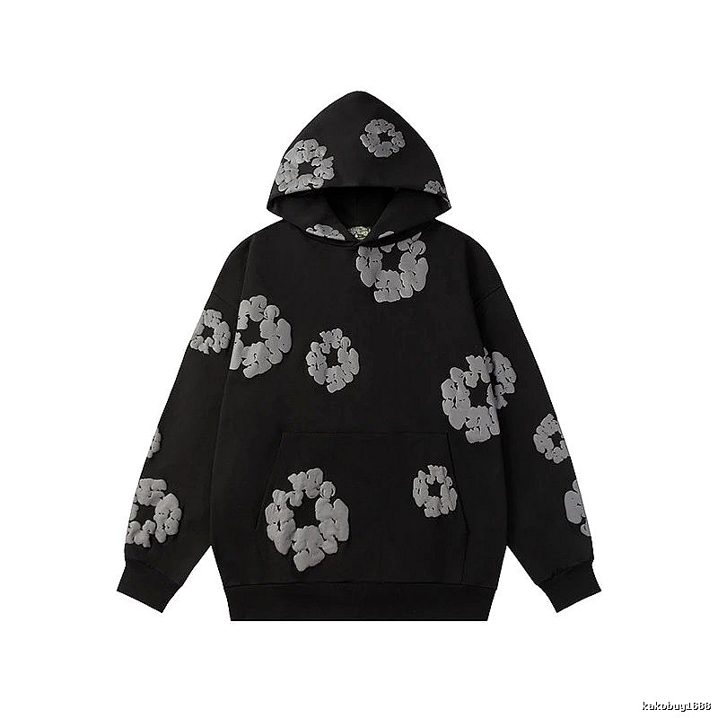 Black Allover Flower Graphic Hoodie