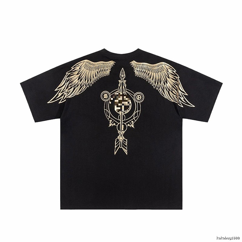 BOY Gold-foil Stamped Wings Street Style Black Short-sleeve T-shirt