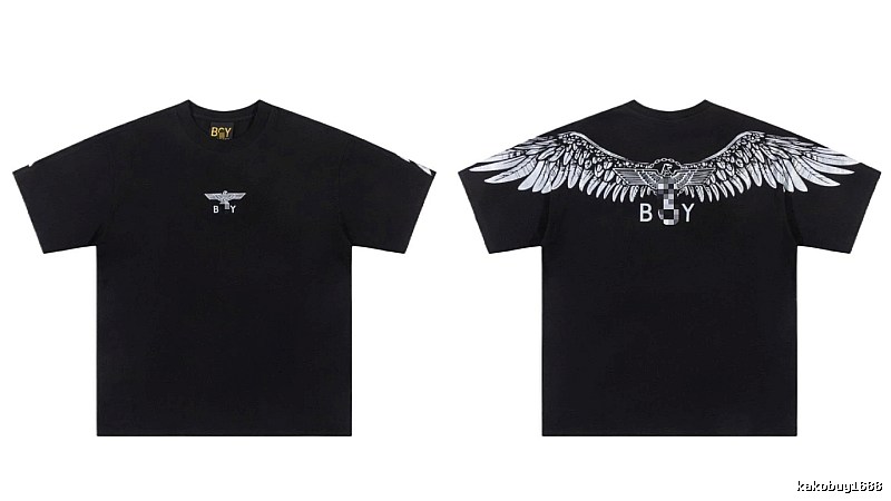 BOY Wing Print Street Style Black Short-sleeve T-shirt