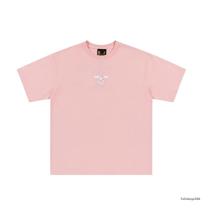 BOY Wing Print Street-style Pink Short Sleeve T-Shirt