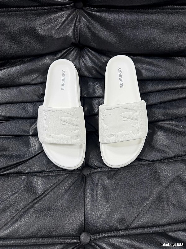 Burberry Embossed Equestrian Knight Minimalist White Slides